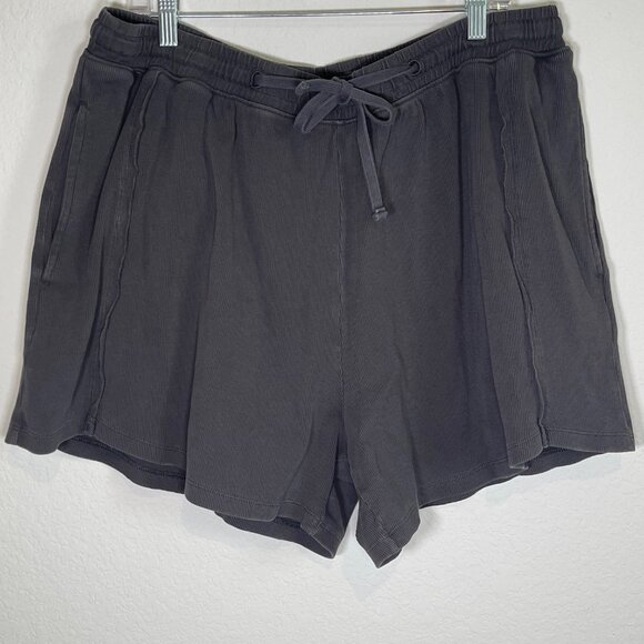 rare/self Mid Rise All Gender Exposed Seams Ribbed Shorts - Picture 4 of 12
